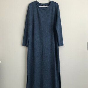 Dennis Basso Regular Bateau Neck Rib Knit Dress - Blue (Sz) a615660